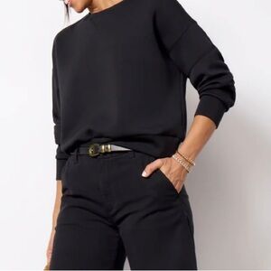 Spanx AirEssentials Crew Sweatshirt Very Black Women’s Size XL Pleated Back Soft